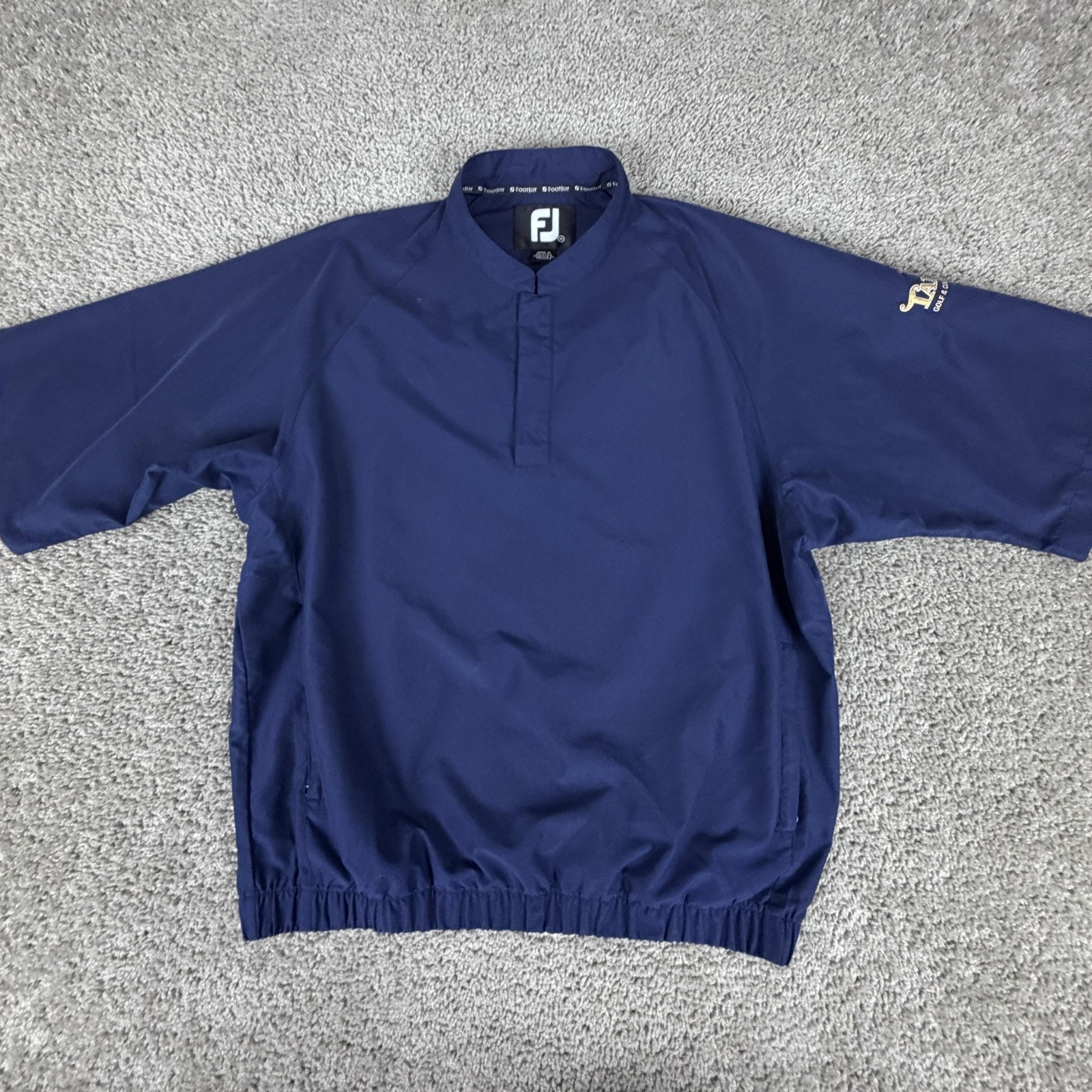 Footjoy Golf Jacket Mens Medium Blue Short Sleeve Pullover Windbreaker Tara Club